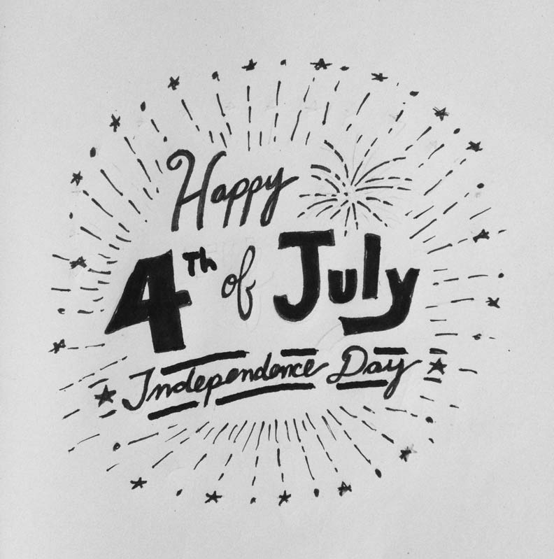 4th of July Hand Drawn Logo