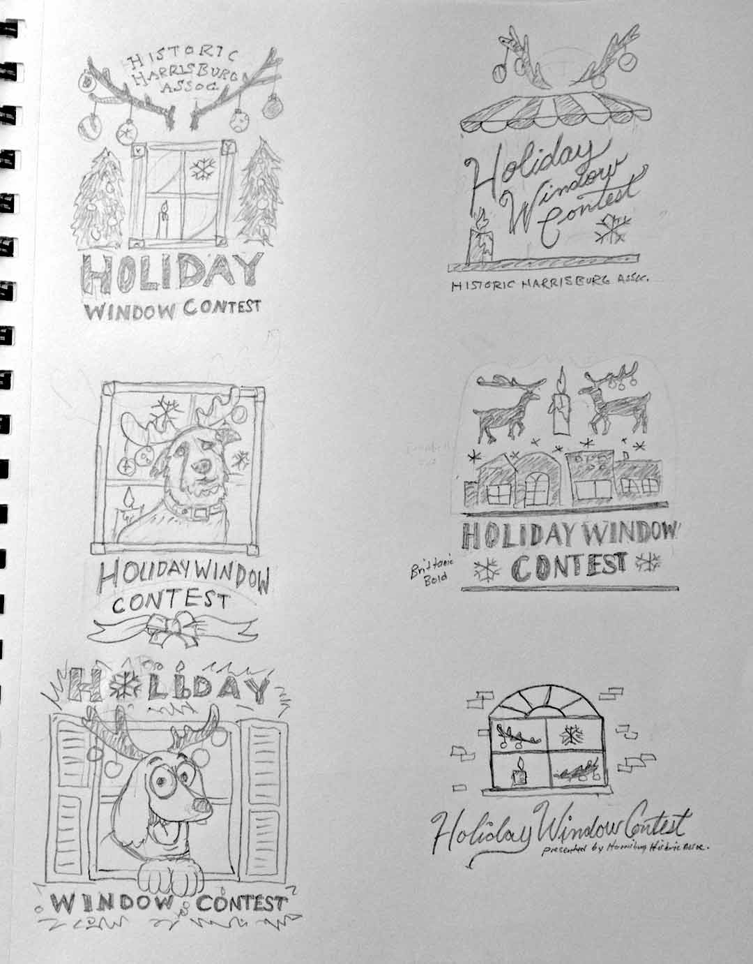 Historic Harrisburg Association Holiday Window Contest logo sketches