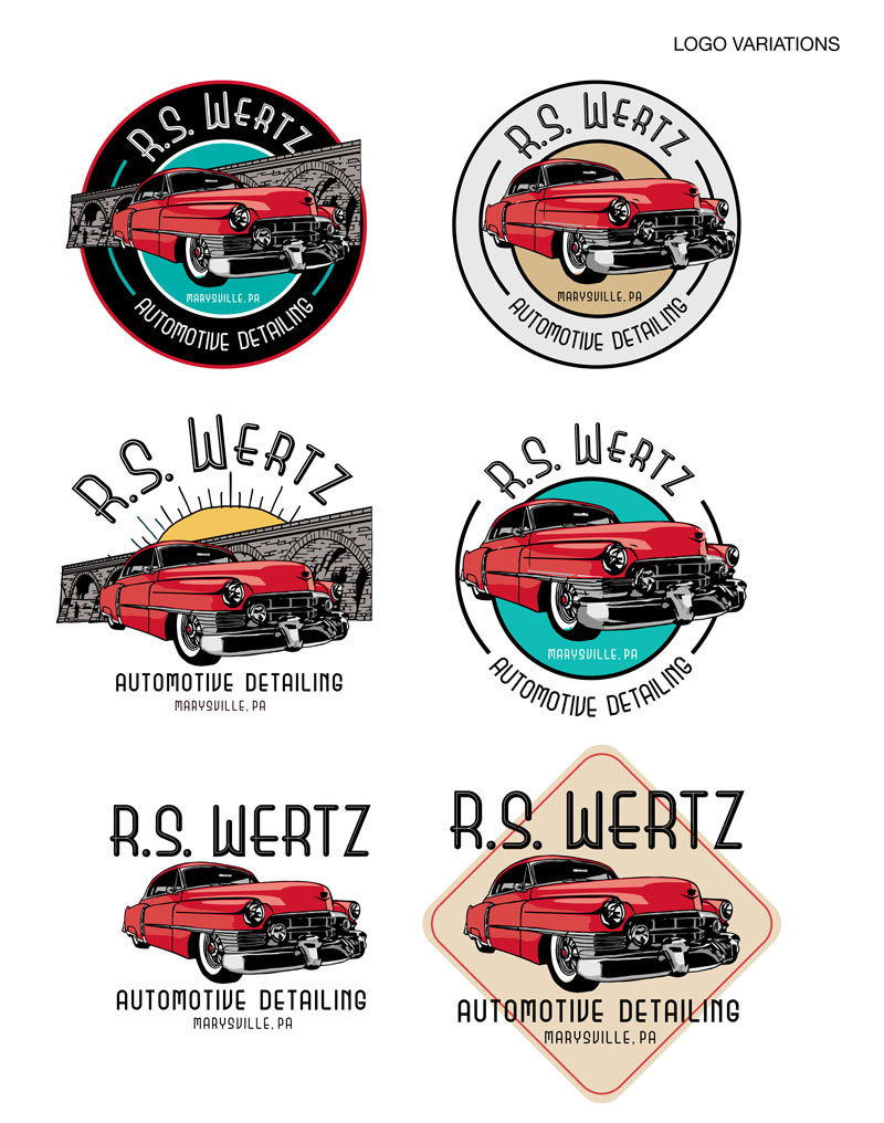 RS Wertz Automotive Detailing Logo Variations