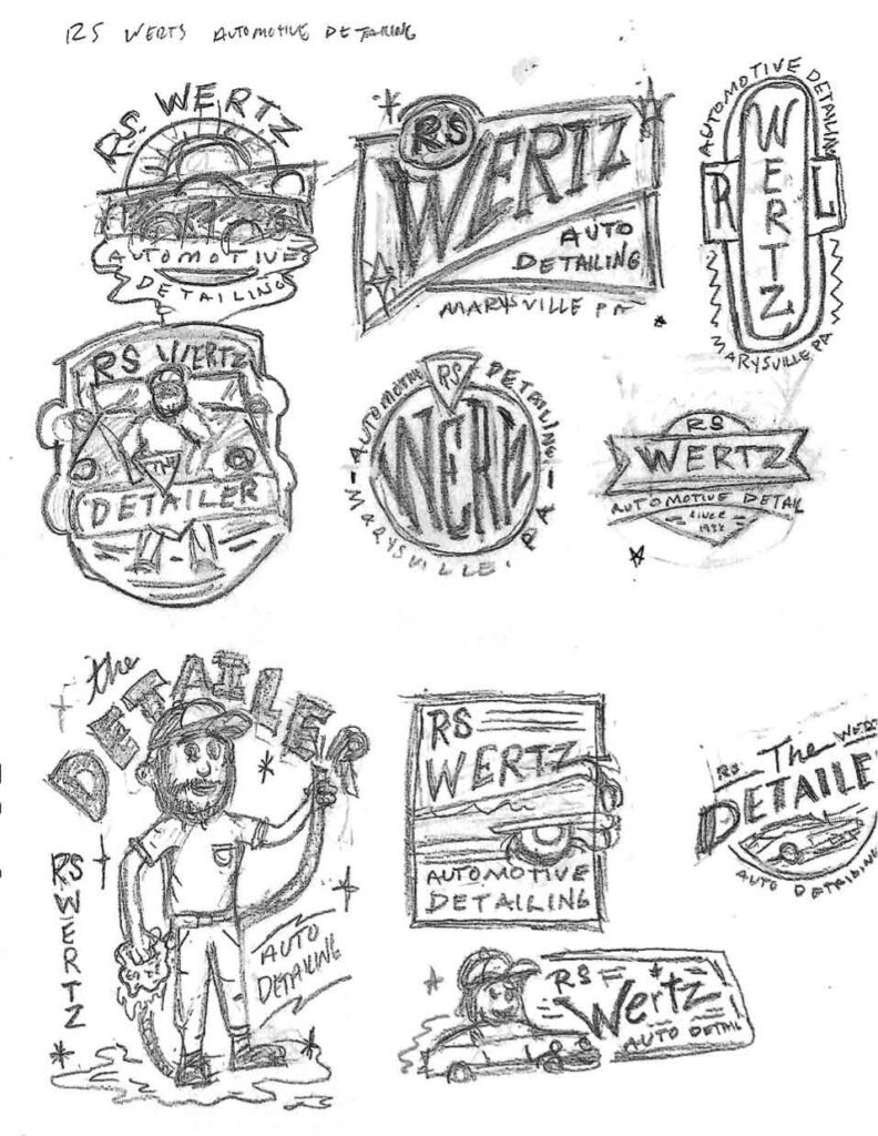 RS Wertz Automotive Detailing Rough Preliminary Sketches